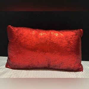 Pier 1 Imports Red/Silver Sequins Lumbar Decor Pillow